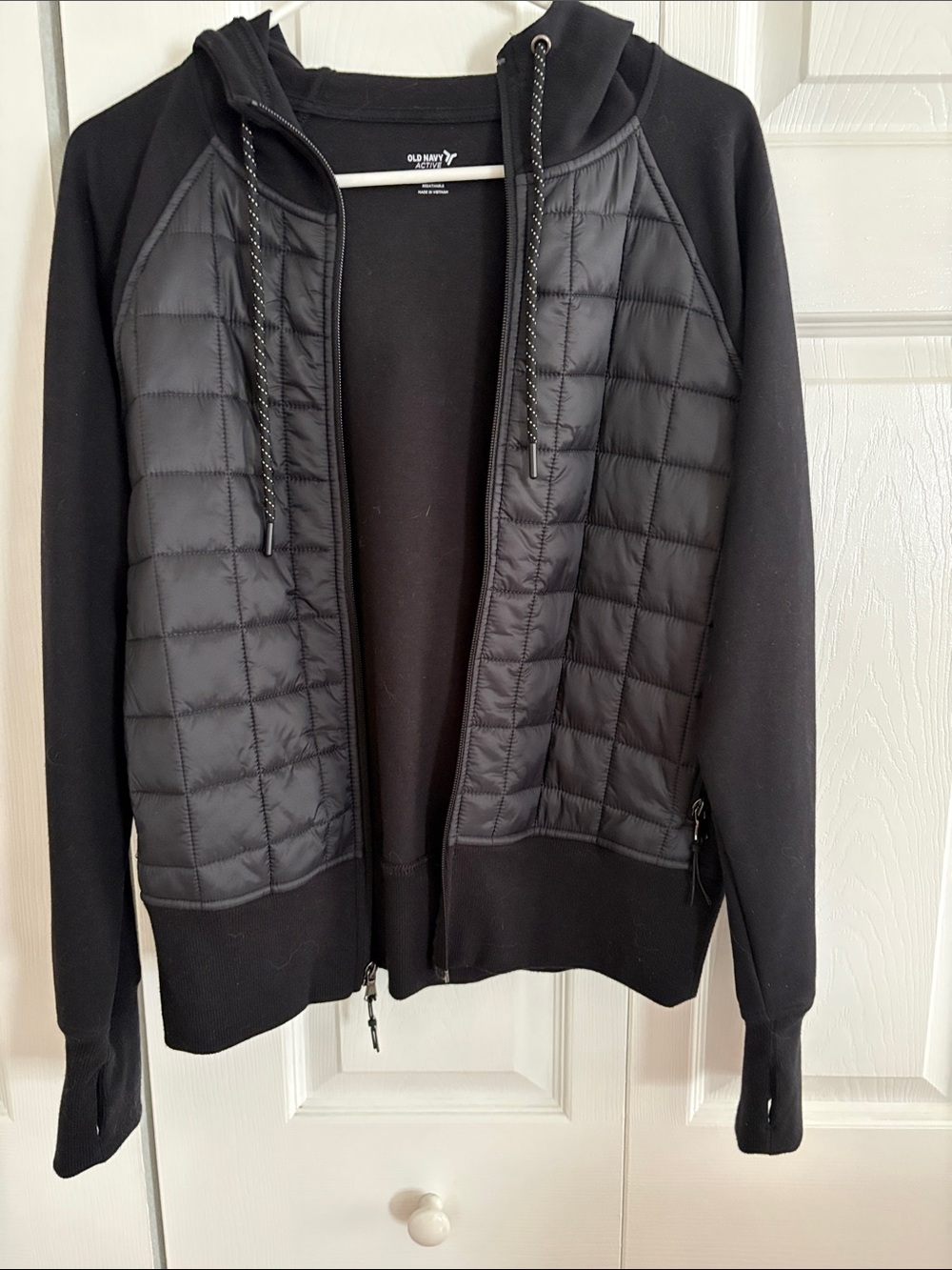 Old Navy Black Quilted-Front Hooded Jacket